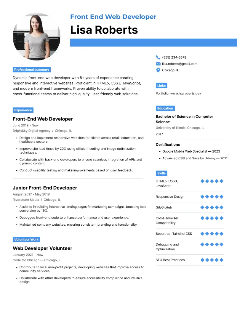 Entrance-Finish Developer Resume Examples and Suggestions